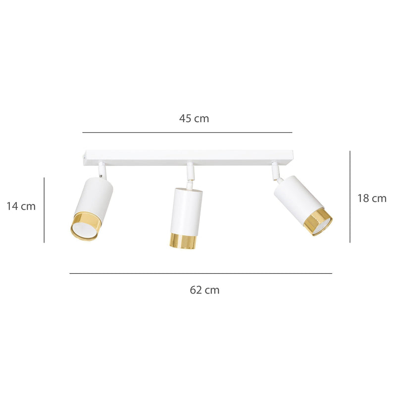 Hiro takspot 3 lys - Hvit/Gullfarget-Taklamper-Emibig-963/3-Lightup.no