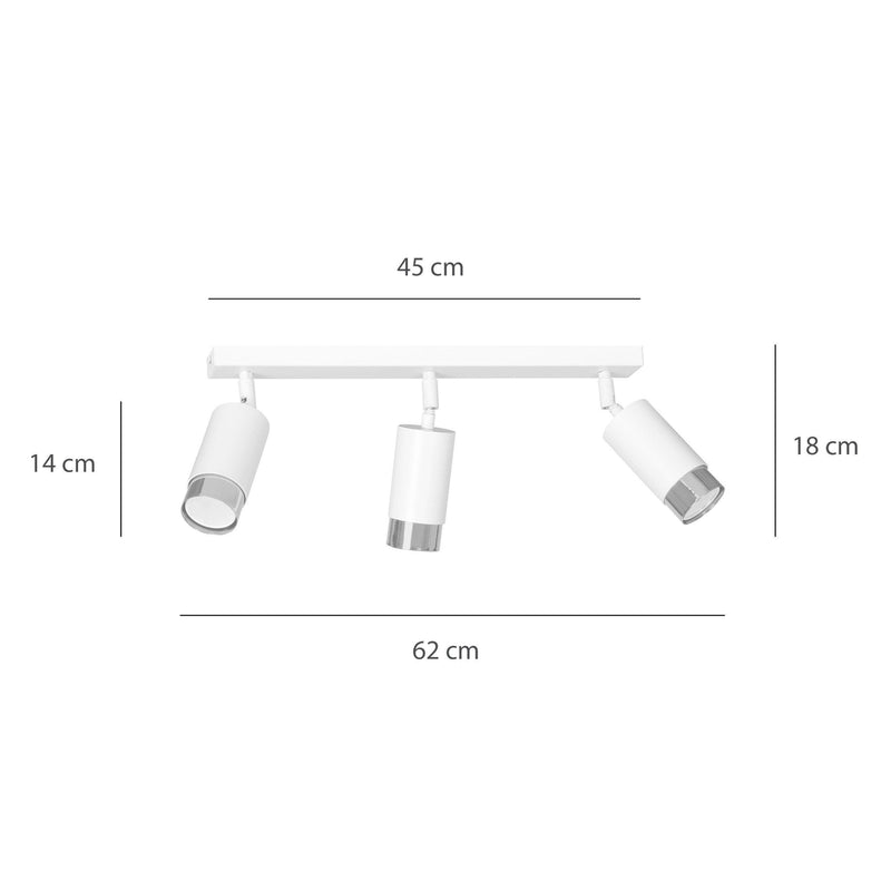 Hiro takspot 3 lys - Hvit/Krom-Taklamper-Emibig-962/3-Lightup.no