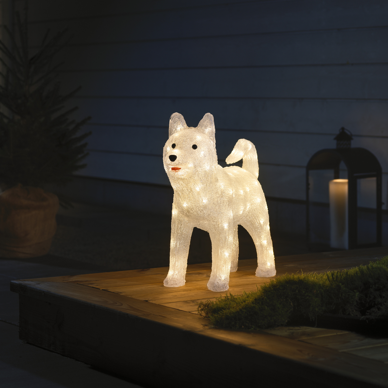 Hund i akryl - 43 cm-Julebelysning dekor og pynt ute-Konstsmide-6244-103-Lightup.no