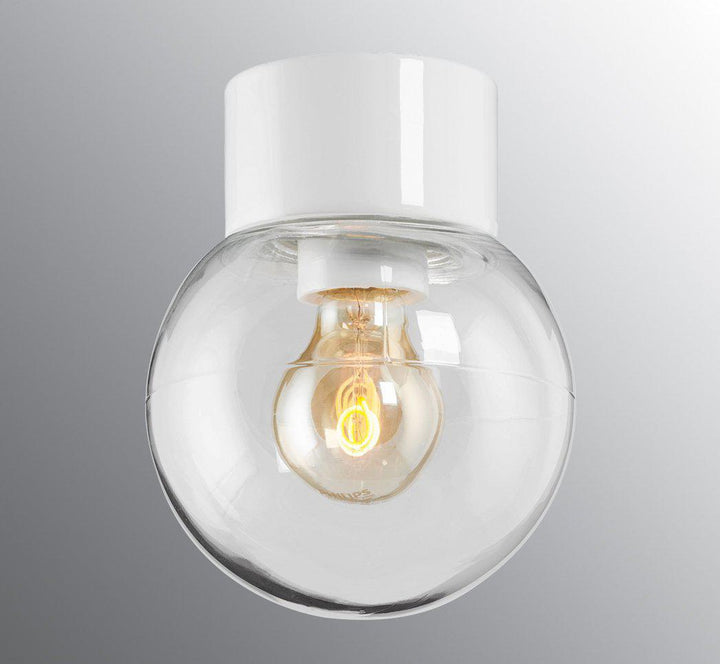 Ifø Classic Glob 15 cm taklampe IP54 - Hvit/Klart glass-Taklamper-Ifø Electric-6040-510-10-Lightup.no
