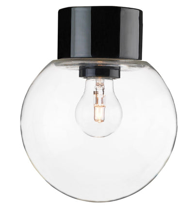 Ifø Classic Glob 18 cm taklampe IP54 - Svart/Klart glass-Taklamper-Ifø Electric-6041-510-16-Lightup.no