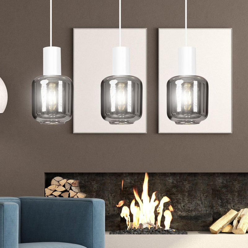 Ingvar 3 takpendel - Hvit/Røykfarget-Takpendler-Emibig-1015/3-Lightup.no