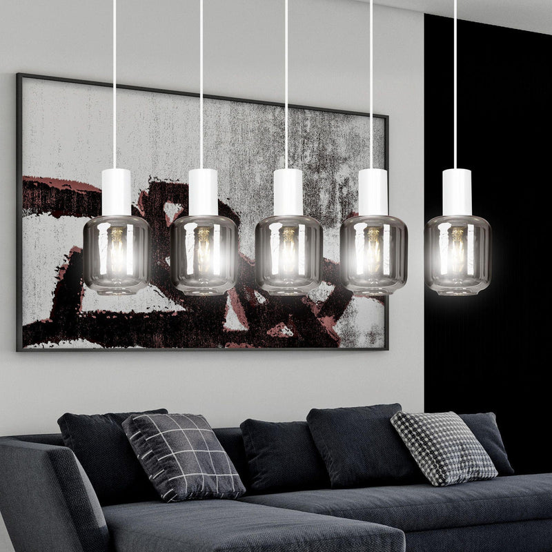 Ingvar 5 takpendel - Hvit/Røykfarget-Takpendler-Emibig-1015/5-Lightup.no
