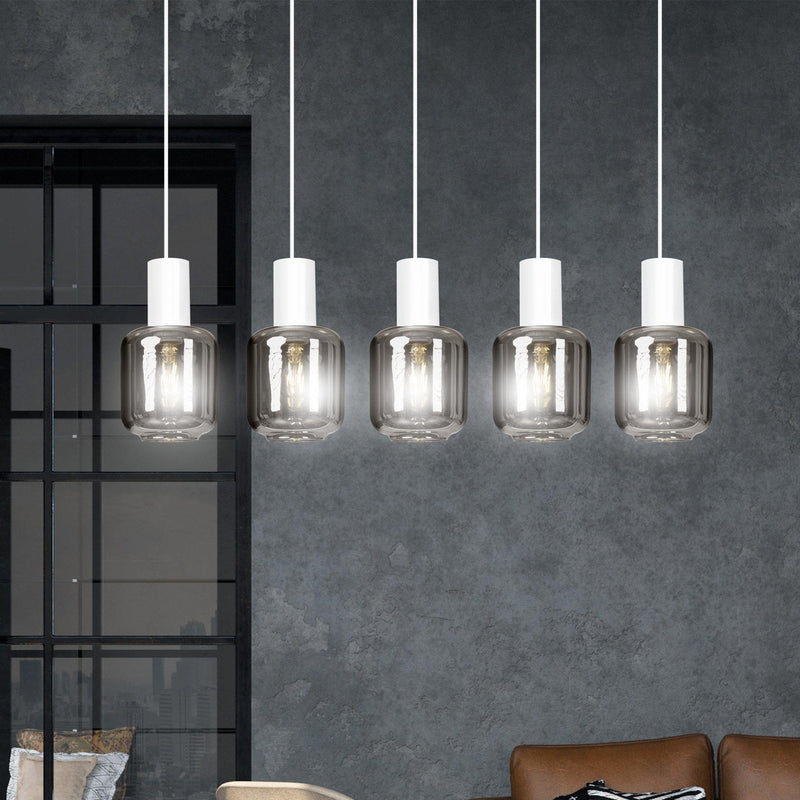 Ingvar 5 takpendel - Hvit/Røykfarget-Takpendler-Emibig-1015/5-Lightup.no