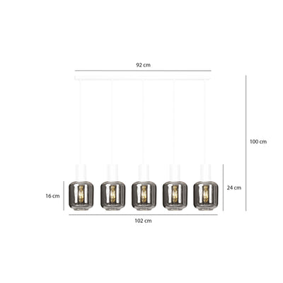 Ingvar 5 takpendel - Hvit/Røykfarget-Takpendler-Emibig-1015/5-Lightup.no