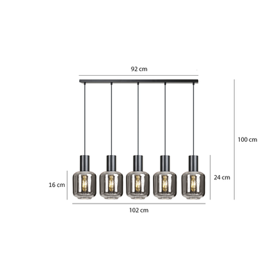 Ingvar 5 takpendel - Svart/Røykfarget-Takpendler-Emibig-1014/5-Lightup.no