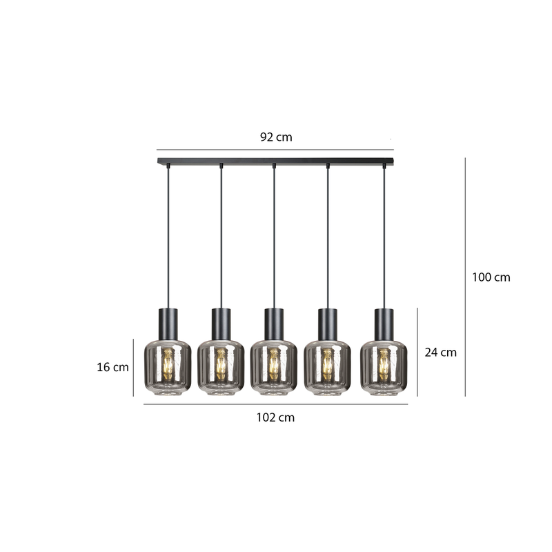 Ingvar 5 takpendel - Svart/Røykfarget-Takpendler-Emibig-1014/5-Lightup.no