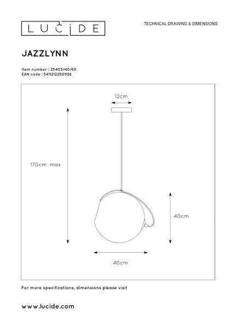 Jazzlynn takpendel 40 cm - Røykgrå-Takpendler-Lucide-LC25405/40/65-Lightup.no
