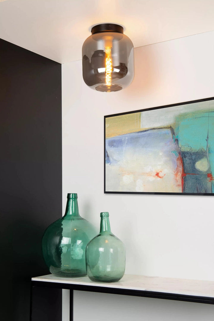 Joanet taklampe 25 cm - Svart/Røykfarget-Taklamper-Lucide-Svart / Messing / Røyk-LC45194/25/65-Lightup.no