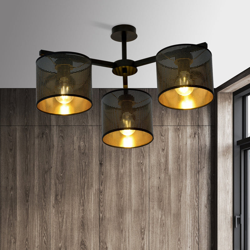 Jordan taklampe 55 cm 3-lys - Svart/Gullfarget-Taklamper-Emibig-1144/3-Lightup.no