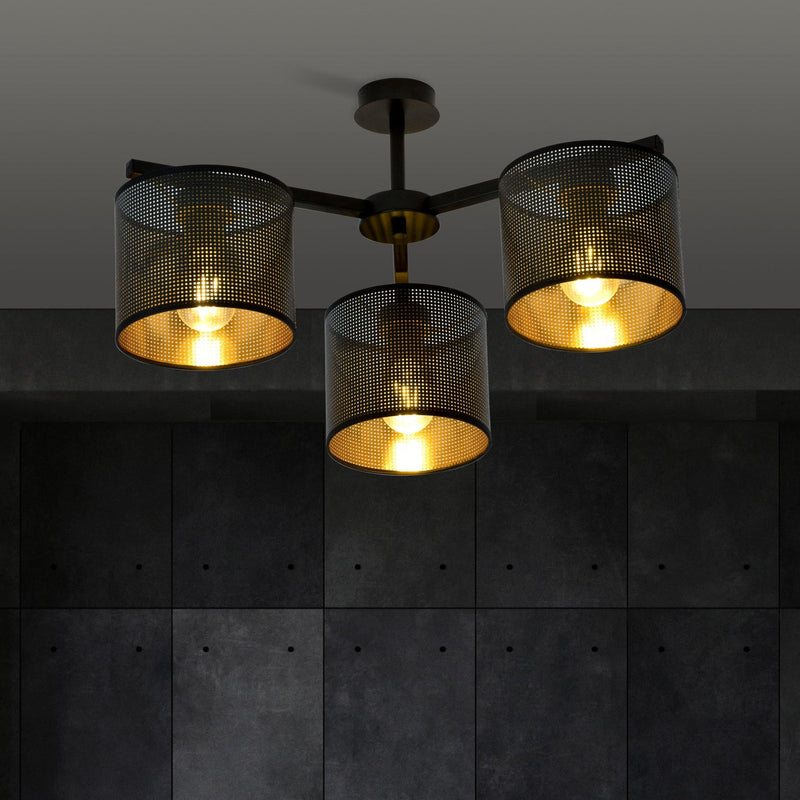 Jordan taklampe 55 cm 3-lys - Svart/Gullfarget-Taklamper-Emibig-1144/3-Lightup.no