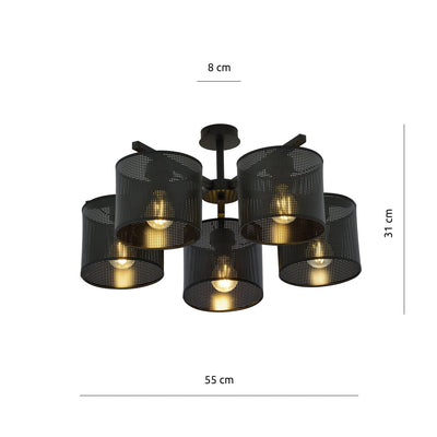 Jordan taklampe 55 cm 5-lys - Svart-Taklamper-Emibig-1143/5-Lightup.no