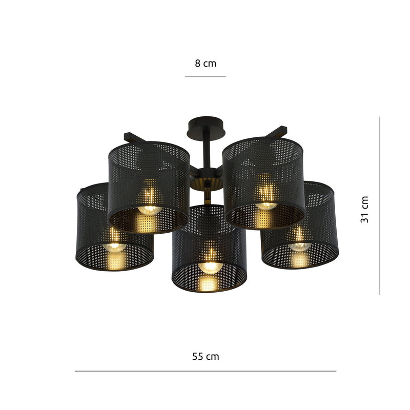 Jordan taklampe 55 cm 5-lys - Svart-Taklamper-Emibig-1143/5-Lightup.no