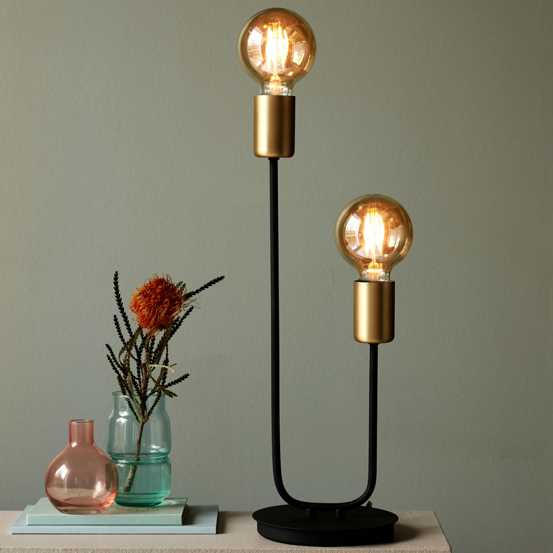 Josefine bordlampe - Svart / messing-Bordlamper-Nordlux-48955003-Lightup.no