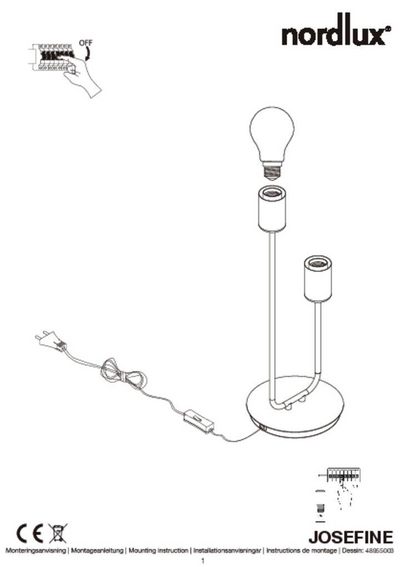 Josefine bordlampe - Svart / messing-Bordlamper-Nordlux-48955003-Lightup.no