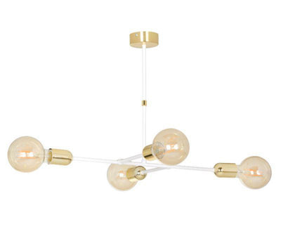Juka taklampe 4 lys - Hvit/Gullfarget-Taklamper-Emibig-581/4-Lightup.no