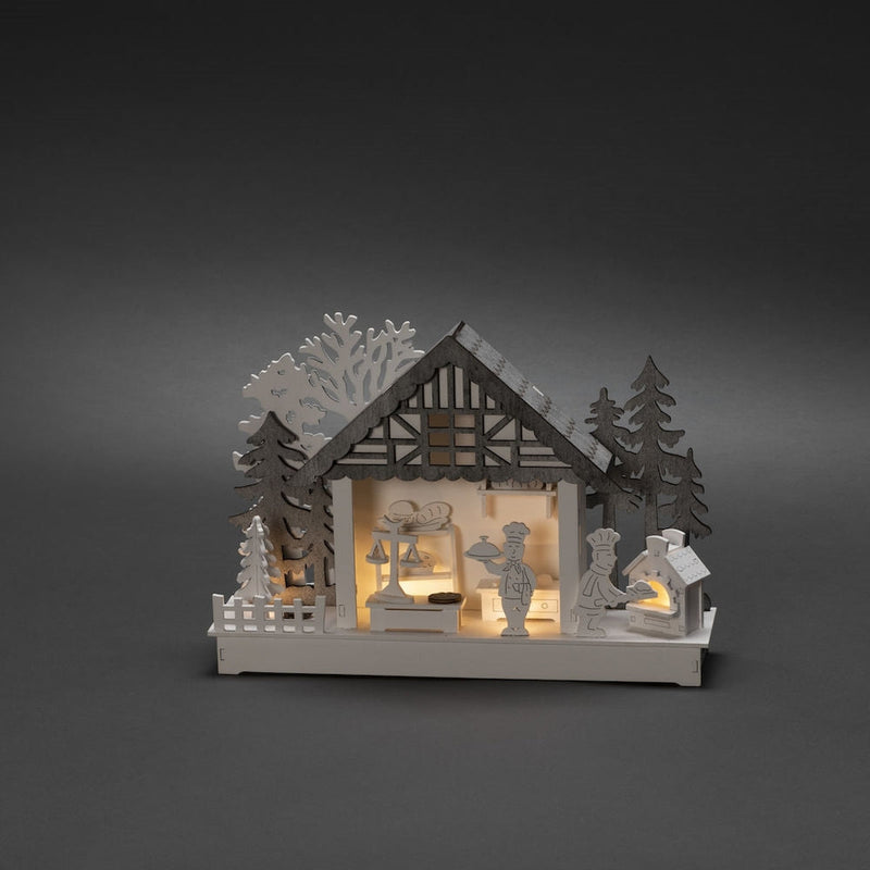 Juleby med baker - Hvit/grå-Julebelysning dekor og pynt-Konstsmide-3262-210-Lightup.no