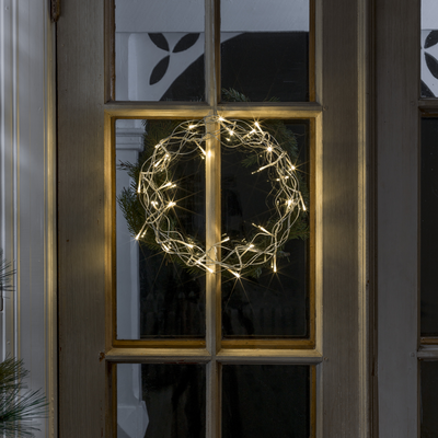 Julekrans 30 cm varmhvit LED - Sølv-Julebelysning dekor og pynt-Konstsmide-2890-303-Lightup.no