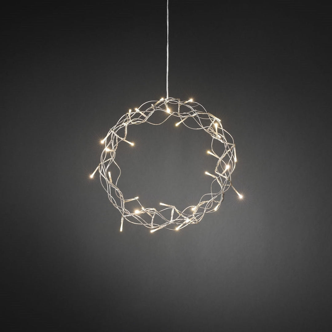 Julekrans 30 cm varmhvit LED - Sølv-Julebelysning dekor og pynt-Konstsmide-Sølv-2890-303-Lightup.no