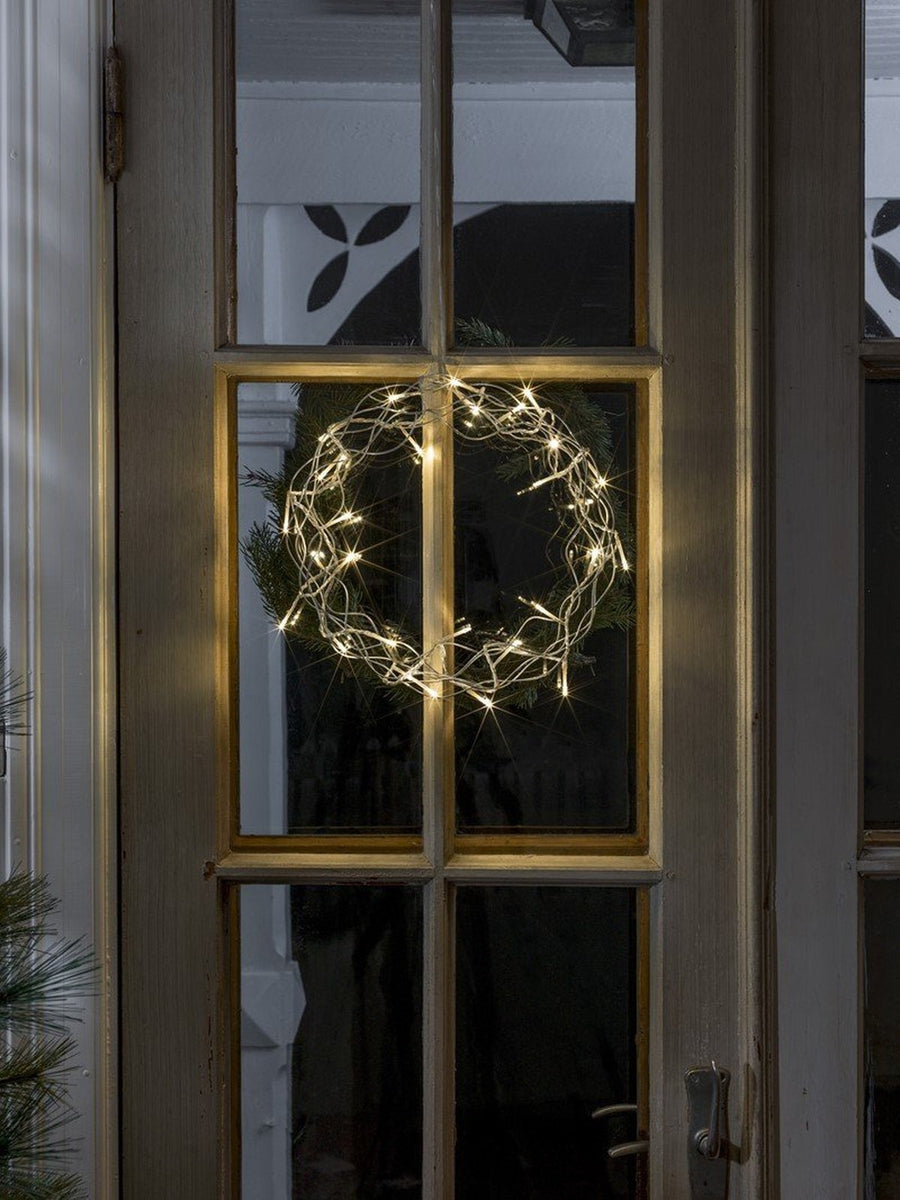 Julekrans 30 cm varmhvit LED - Sølv-Julebelysning dekor og pynt-Konstsmide-Sølv-2890-303-Lightup.no