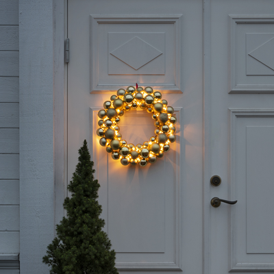 Julekrans batteri 40 cm - Gullfarget-Julebelysning dekor og pynt ute-Konstsmide-3783-803-Lightup.no