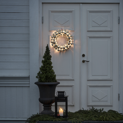 Julekrans batteri 40 cm - Sølvfarget-Julebelysning dekor og pynt ute-Konstsmide-3783-303-Lightup.no