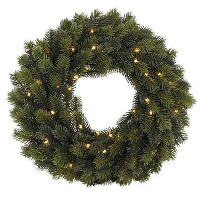 Julekrans med lys 40 cm, batteri - Grønn-Julebelysning dekor og pynt ute-Hp Schou-701738-Lightup.no