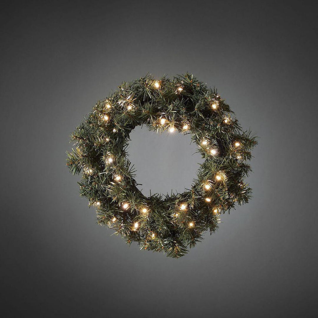 Julekrans med lys 40 cm skumringssensor/timer LED, Batteri-Julebelysning dekor og pynt ute-Konstsmide-2754-800-Lightup.no