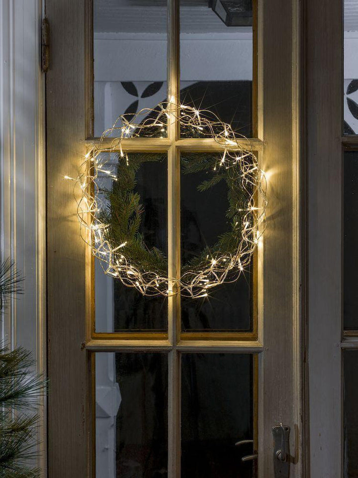 Julekrans med lys 45 cm varmhvit led - Gull-Julebelysning dekor og pynt-Konstsmide-2891-803-Lightup.no