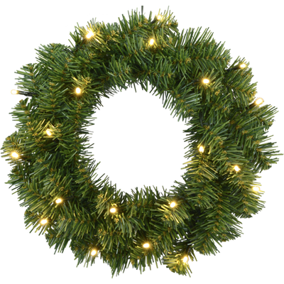 Julekrans med lys Alaska 38 cm 20-lys varmhvit - Batteri-Julebelysning dekor og pynt ute-Star Trading-612-08-Lightup.no