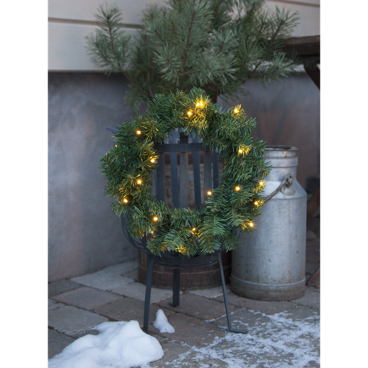 Julekrans med lys Alaska 38 cm 20-lys varmhvit - Batteri-Julebelysning dekor og pynt ute-Star Trading-612-08-Lightup.no