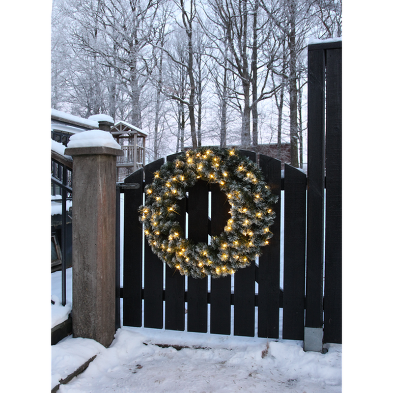 Julekrans med lys Edmonton 90 cm 80-lys - Grønn-Julebelysning dekor og pynt ute-Star Trading-612-28-Lightup.no