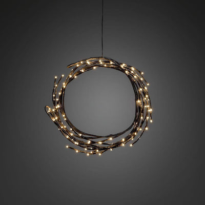 Julekrans med lys med 120 varmhvite LED IP44 utendørs - Brun-Julebelysning dekor og pynt ute-Konstsmide-3367-600-Lightup.no