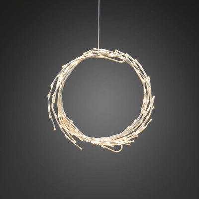 Julekrans med lys med 120 varmhvite LED IP44 utendørs - Hvit-Julebelysning dekor og pynt ute-Konstsmide-3367-100-Lightup.no