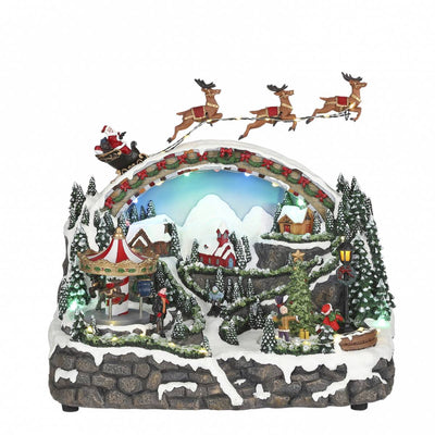 Julelandskap med karusell, nisse og slede - juleby Luville-Julebelysning dekor og pynt-Le Trading-1082062-Lightup.no
