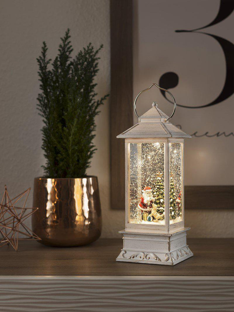 Julelanterne - Julenisse 27cm - Hvit-Julebelysning dekor og pynt-Konstsmide-4364-200-Lightup.no