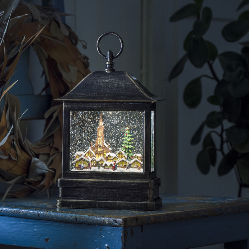 Julelanterne - vannfylt lykt med lys og glitter - Kirke-Julebelysning dekor og pynt-Konstsmide-4350-000-Lightup.no