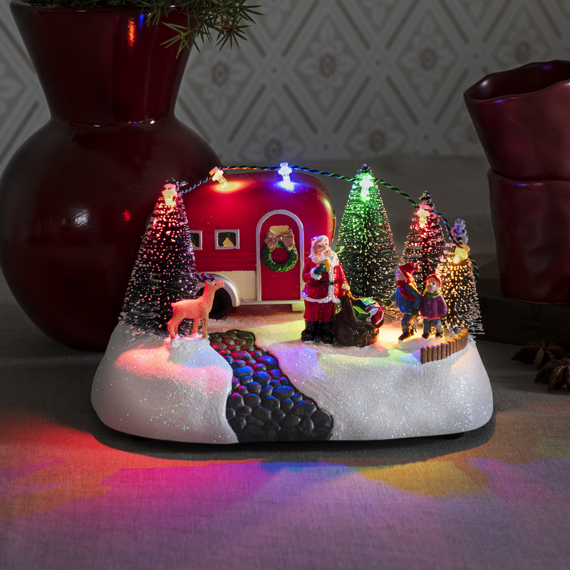 Julenisse med campingvogn-Julebelysning dekor og pynt-Konstsmide-4238-000-Lightup.no