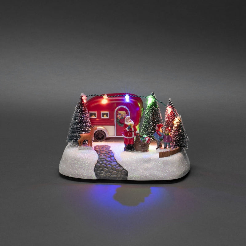 Julenisse med campingvogn-Julebelysning dekor og pynt-Konstsmide-4238-000-Lightup.no