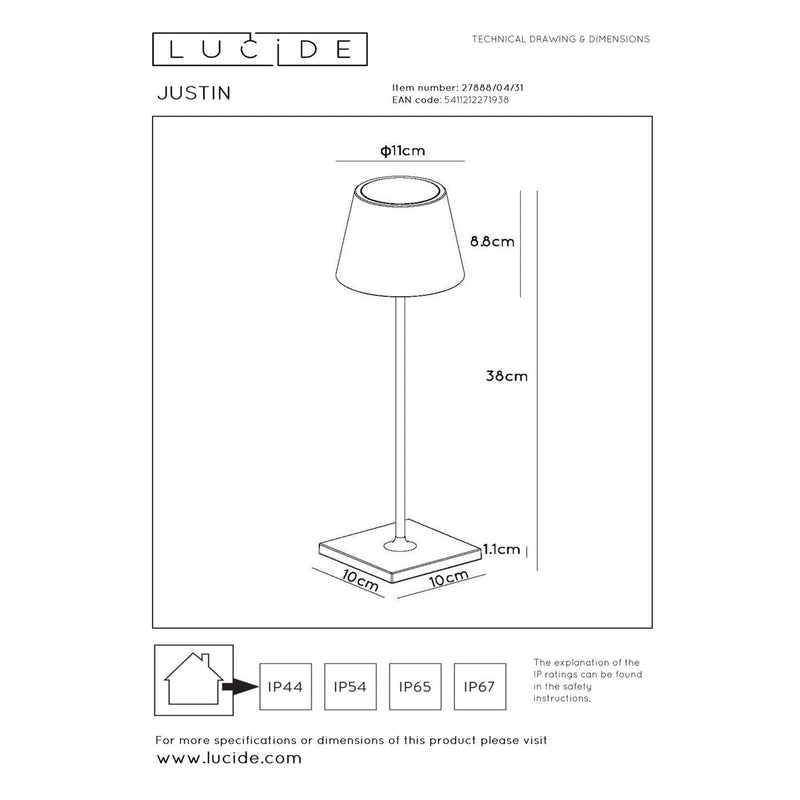 Justin bordlampe - Hvit-Utebelysning Hagebelysning-Lucide-LC27888/04/31-Lightup.no