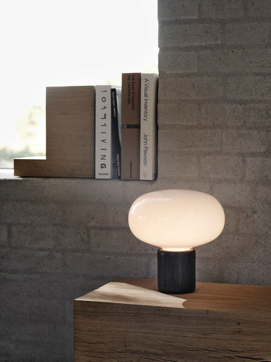 Karl-Johan Bordlampe - Opal Glass-Bordlamper-New Works-Mørk eik / Opal-Nes__20310-Lightup.no
