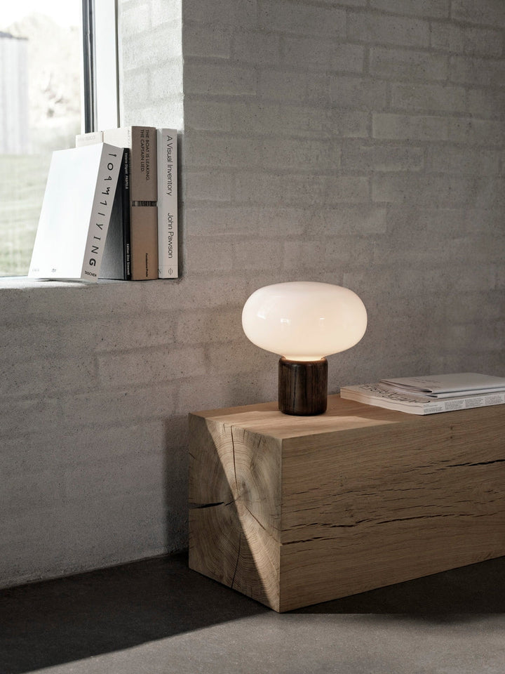 Karl-Johan Bordlampe - Opal Glass-Bordlamper-New Works-Mørk eik / Opal-Nes__20310-Lightup.no