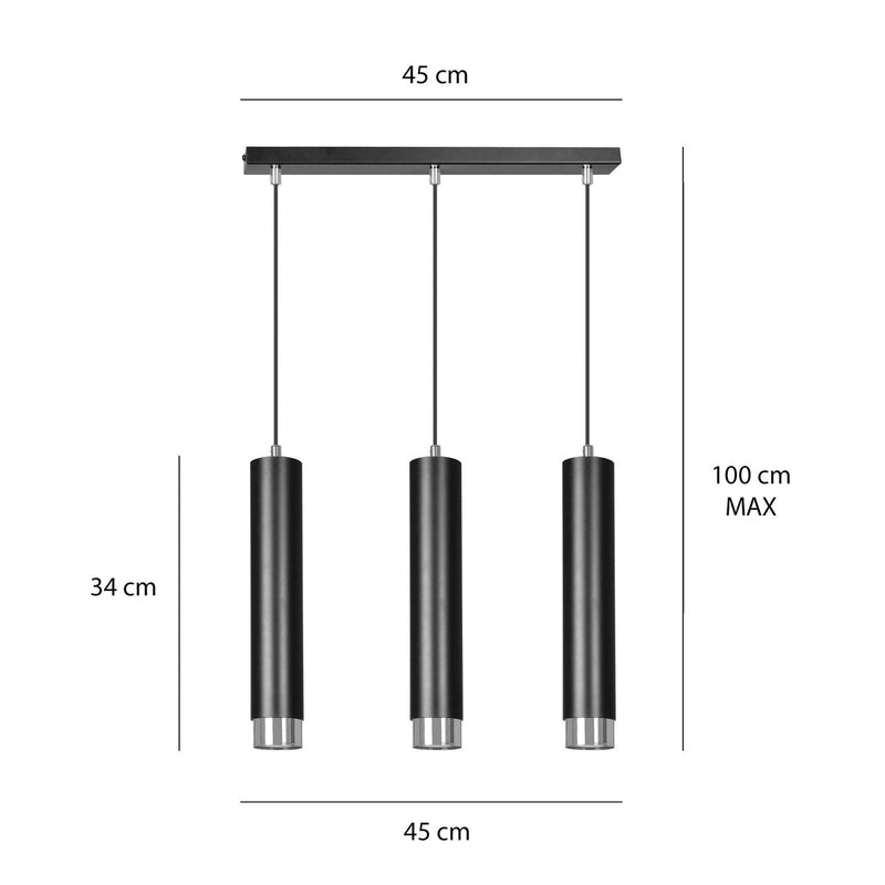 Kibo takpendel 3 lys - Svart/Krom-Takpendler-Emibig-643/3-Lightup.no