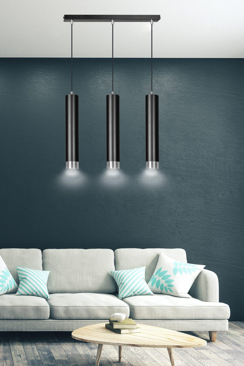 Kibo takpendel 3 lys - Svart/Krom-Takpendler-Emibig-643/3-Lightup.no