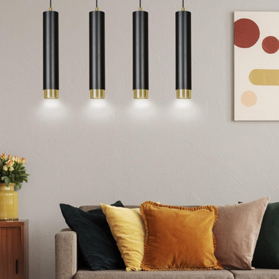 Kibo takpendel 4 lys - Svart/Gullfarget-Takpendler-Emibig-644/4-Lightup.no