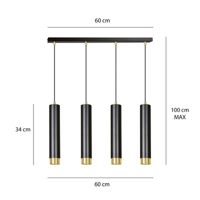 Kibo takpendel 4 lys - Svart/Gullfarget-Takpendler-Emibig-644/4-Lightup.no