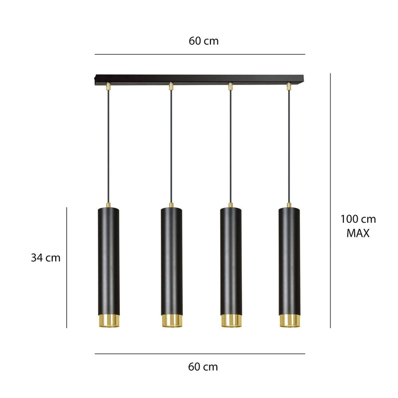 Kibo takpendel 4 lys - Svart/Gullfarget-Takpendler-Emibig-644/4-Lightup.no