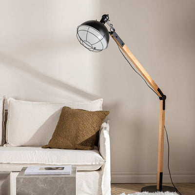Kick gulvlampe 190 cm - Svart/Trefarget-Gulvlamper-Venture Home-15666-422-Lightup.no