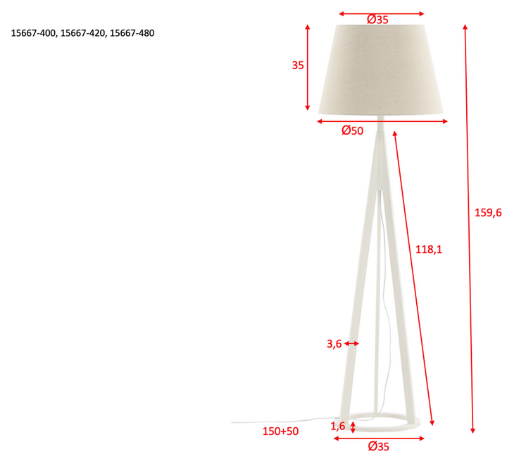 Kona gulvlampe 160 cm - Hvit-Gulvlamper-Venture Home-15667-400-Lightup.no