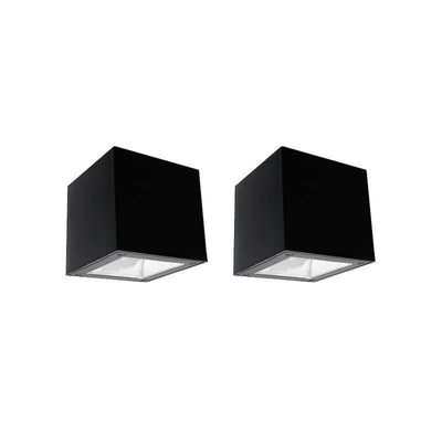 Kube Solcelle vegglampe ned 2 pakning - Svart-Utebelysning vegg opp og ned-Raxon-N400566-Lightup.no